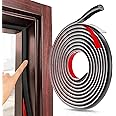 Miqzwers Door Weather Stripping, 19.7Ft Self-adhesive D-Type Silicone Seal Strip, Acoustic Door and Window Seals for Gaps of 5-8mm/0.2-0.3in (black)