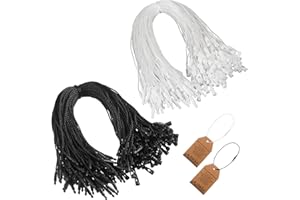 Shappy 100 Pcs Nylon String for Hang Tags Disposable Price Nylon String with Snap Lock for Attaching Labels and Security Tags Fastener Hook Ties for Products Clothes Brand Tag Price (White and Black)