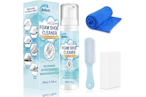 Mallbaola Shoe Cleaner, 200ml White Trainer Cleaner, Sneaker Cleaner with Towel and Sponge, Shoe Cleaning Kit for Removing Stains and Dirt, Shoe Whitener for Trainers, Leather and Casual Shoe
