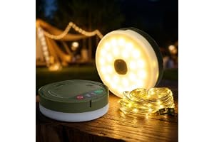ENLACE upprollbar campingljusslinga, 10 m, 100 lysdioder, campinglampa med 8 belysningslägen, batteridrift, LED-ljusslinga ut