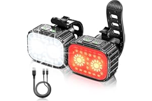 Mohard Luci Bicicletta LED, USB Ricaricabili 8+12 Modalità Luci Bici Anteriore/Posteriore Aperto, Impermeabile Light IPX6 MTB/Corsa Illuminazione Luci per Casco Ciclismo, 58Ore Durata Strap Elastica