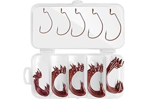 WONWOOD_DIRECT Angelhakenset 100 Stück, Angelzubehör Set mit Aufbewahrungsbox aus Kunststoff, Angelhaken aus Karbonstahl, Karpfenhaken mit Widerhaken, Scharfen Dropshot Haken für Fische