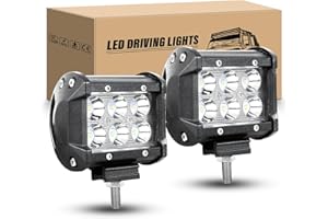 RIGIDON Phare led 12V 24V, 2PCS 4 pouces 10cm 18W Projecteur Spot Phare de Travail Longue Portee Barre LED Feux de Travail Lampe de Travail pour 4x4 Voiture Camion Tracteur SUV Bateau