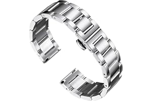 BINLUN Reemplazo Banda Reloj Acero Inoxidable Reloj de Metal Pulido Correa Sólida para Hombres Mujer 16mm/18mm/20mm/21mm/22mm/ 23mm/24mm/26mm con Mariposa Hebilla