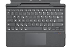 MoKo Français Clavier Bluetooth à Pavé Tactile pour 13 Pouces Microsoft Surface Pro 11/ Pro 10/ Pro 9/ Pro 8/ Pro X, AZERTY Clavier Coque de Type Slim sans Fil avec Porte-Stylet(Sans Chargement), Gris