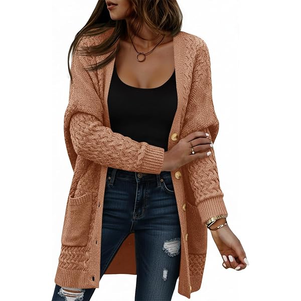 21FASHION Women's Aztec Print Open Front Cardigan - Long Sleeve Winter Sweater, 50% Acrylic 50% Cotton, Midi Length