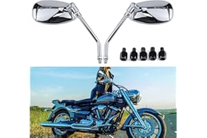 BREDUXSER Chrom Motorrad Lenker Spiegel Rückspiegel, M10 M8 Rückspiegel moto mit Packung Schraube für Scooter Street Bike Cruiser Chopper Sport Bike ATV