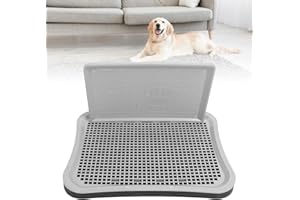 JOROBURO Dog Training Toilet, Removable Portable Puppy Mesh Training Potty with Wall Column, Dog Litter Box Pet Training Tray with Pee Baffle for Large Small Medium Pets (Black)