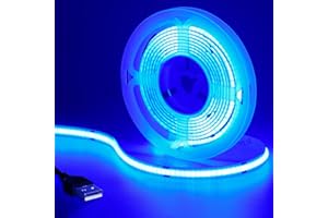 GOMING DC 5V Tira LED COB USB Azul 460nm Alimentado por USB 2M 640LED Alto Brillo Uso en Interiores IP20 Luces de Cinta LED Flexibles