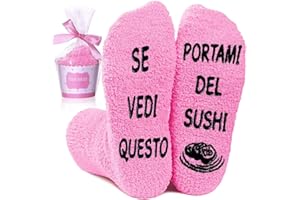 QZOSZ Calze Divertenti Donna, Calzini Antiscivolo Donna Regali SUSHI/GRAPPA/CANDELE PROFUMATE, Calzini Donna Invernali Idee Regalo Donna per Migliore Amica Festa della Mamma Compleanno Natale