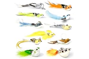 ZAYLUMO 11 Stück Katzen Spielzeug Vogel Ersatzköpfe – Handgemachte Feder Katzenspielzeuge mit Glocke & Karabiner – Dekoration & Katzenspielspaß für Zuhause