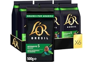 L'OR, 3 kg Brazylijska Perła Ziarna Kawa, 100% Arabica, Intensywność 5, 6x500g