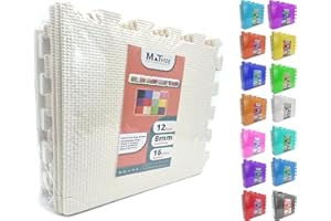 MATVIZE Eva Foam Baby Play Mat – 12Pcs (29x29cm) 8mm Thick Soft Beige Interlocking Floor Tiles, Waterproof, Non-Slip, Safe & Comfortable Matting for Kids, Child’s Play (Beige, 12 Pack)