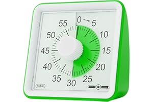 TEMPLE LODGE 60-Minute Visual Timer- Clock Timer for Kids- Time Management Tool- Silent Countdown Timer-Multipurpose- Practical- Easy to Use (Green)