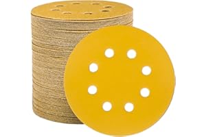 STEBRUAM 100 Pezzi Dischi Abrasivi da 125 mm Fogli di Sabbia a Disco 220 Graniglie Carte Abrasive 8 Fori Levigatura Carta Vetrata Smerigliatrice a Grana Grossa Cuscinetti per Levigatrice Orbitali