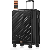 SONGMICS Rigid Travel Suitcase, Travel Luggage, TSA Lock, Strap Included, ABS, 4 Double Wheels, Expandable, L, 65 x 45 x 25 c