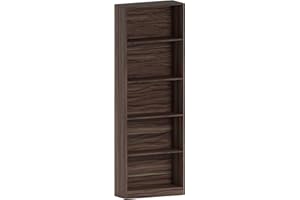 Vida Designs Cambridge 5 Tier Extra Large Bookcase, Walnut Wooden Shelving Display Storage Unit Office Living Room Furniture