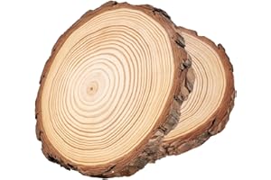 ilauke Fette di Legno Naturale, 18-20 cm, 2 Pezzi Non Trapano, Dischi Non Finiti, Cerchi per Artigianato, Fai da Te, Sottobicchieri, Decorazioni Natalizie (HY3004)