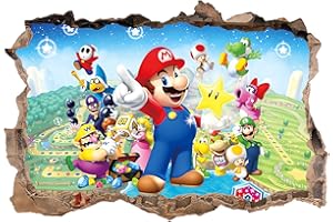 Grenric 3D Mario Bros Tapete, Wandaufkleber für Kinderzimmer, Kinderzimmer, Wanddekoration, Cartoon-Poster, Dekoration