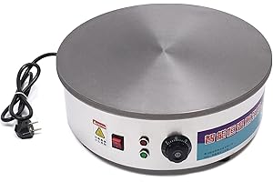 BURUIYOTEN Profi Crepes Maker Machine CrepesgeräT Platte Gastro Crepesmaker Crepespfanne Pfannkuchenpfanne Antihaftbeschichtung ZubehöR Crepeseisen Crepesplatte Creperie Kreppmacher Elektrisch Gewerbe 45Cm