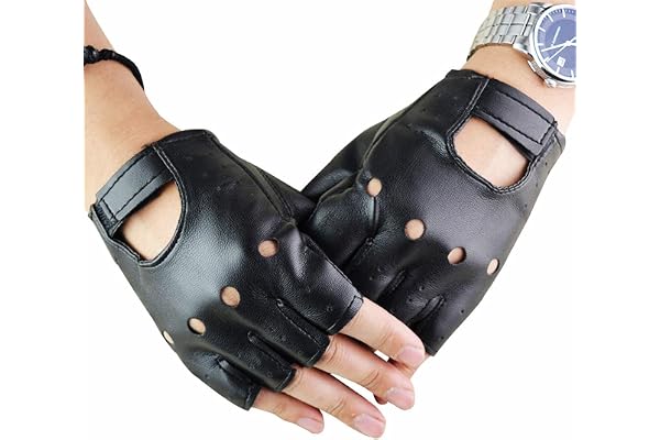Halvfingerhandskar läder, PU-läder handskar, fingerlösa handskar herr läder, punk herr fingerlösa handskar, 1 par unisex svar