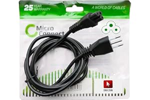 CLICK HELP Cavo di Alimentazione Tripolare con 25 Anni di Garanzia per PC Notebook Computer Portatili Spina Italiana 10A Presa Trifoglio C5 1,80 Metri (Plastic Blister)