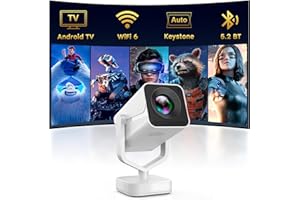 AKATUO Smart Mini Beamer Android 11, Unterstützt 4K 1080P, Beamer Klein Projektor Tragbarer mit WiFi 6 und Bluetooth 5.2, 270° Drehung & Auto Trapezkorrektur, Portable Projector Handy für Phone/Laptop