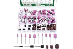 Keadic Juego de 136 ruedas de pulido con mangas de tambor de lijado de óxido de aluminio y broca abrasiva de 1/8 pulgada, accesorios de herramienta giratoria para metal