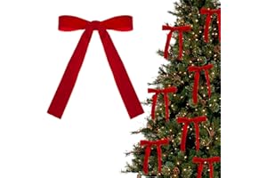 GEBETTER 12Pcs Lazos Rojos Navidad Terciopelo 13x18 cm Alambre Dorado, Lazos Navideños Decoración Árbol Navidad Manualidades Adorno Caja Bolsa Regalo Botella Vino Guirnalda Escalera (Rojo 1)