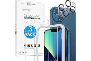 OMOTON für iPhone 13 Panzer Schutz Glas mit Rahmen-Installationshilfe, kompatibel mit iPhone 13 Kamera Schutzfolie, [3+2 Stück], [Anti- Kratzer], [Bläschenfrei], [9H Härte], [HD-Klar]