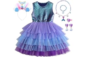 YYDSXK Kostium syrenki dla dziewczynki, sukienka księżniczki, sukienka dla dziewczynki, z 6 akcesoriami, kostium księżniczki, tiulowa, tutu, sukienka na Cosplay, karnawał, urodziny, uroczystość, 2-7
