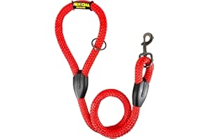 AVANZONA Correa para Perros, Cuerda Gruesa de Nylon para Perros medianos y Grandes. 100cm. Rojo