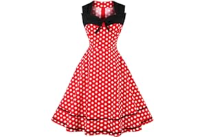 AXOE Damen 60er Jahre Polka Dot Vintage Rockabilly Kleid Abendkleider