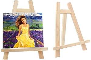 PBMLGO 2 Pcs Mini Wooden Easel Stand, Tabletop Display Easel Small Painting Canvas Holder, Artist A-Frame Easel Triangle Easel Studio Easel, Wooden Display Stand for Calendar/Drawing/Wedding - 28 x 18CM
