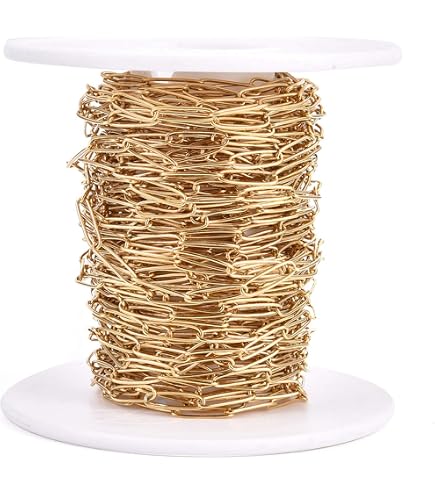 Chaîne De Trombones En Acier Inoxydable 5m - Maillons Ovales 6.5x2.5mm Plaqués Or - Pour Fabrication De Bijoux DIY
