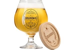 Funnli Grandad Birthday Gifts, Glass Beer Mug+Bamboo Coaster Gifts for Grandad Birthday Christmas Fathers Day Anniversary, Greatest Grandpa Presents from Grandchildren
