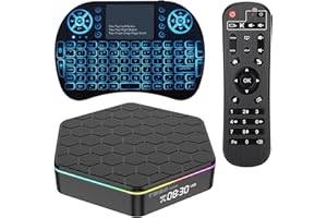 TUREWELL Android TV Box 12.0, 4 Go de RAM / 32 Go de ROM H618 Box TV Android Box Quad Core 64 Bits, Prend en Charge 2.4G + 5G Dual WiFi BT5.0 6K 3D H.265 Smart TV Boxes avec Mini Clavier rétroéclairé sans Fil
