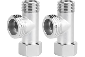 YUECOOM Vanne De Dérivation 3 Voies, Connecteur En T Adaptateur 3/8" Raccord En T En Acier Inoxydable Inverseur En Nickel Brossé, Valve De Connexion à 3 Voies Vanne Dérivation (lot De 2)