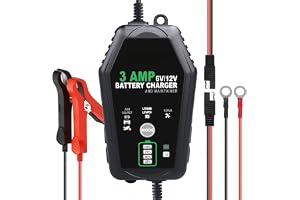 KASTWAVE Battery Charger, Smart Automotive Battery Charger, Fully Automatic and Maintainer Trickle Charger, Battery Desulfator, for Car, Motorcycle, Boat, Lead-Acid, Lithium, LiFePo4 Battery