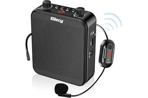 Giecy Amplificateur Voix Portable Microphone UHF sans Fil avec Batterie 2800mAh, Lecteur MP3/TF/USB, Radio FM et enregistreur pour Les Enseignants, Les visites, Les événements