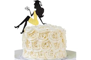 Xsstarmi 1 PCS 2024 Graduation Cake Topper with Gold Glitter Grad Cap Diploma Girl Graduation Cake Pick Class of 2024 Graduation Cake Decorations for 2024 Girl Graduation Theme Party Supplies