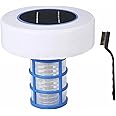 Hperu Solar Pool Ionizer, Copper Pool Ionizer, Large Capacity Floatron Pool Ionizer With A Brush, Solar Panel Cleaner Reduces Chlorine For Swimming Areas