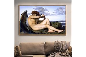 YIYAOFBH Berühmte Gemälde Gefallener Engel Wandkunst Leinwanddrucke und Poster Dark Angel Bild für Wohnzimmer Große Wohnkultur 45x90cm Rahmenlos