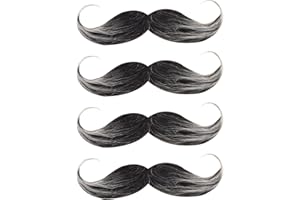 CWPFVQA Lot De 4 Barbes Artificielles, Moustache Noire, Fausse Barbe À Coller, Fausse Barbe pour Homme, Barbe Rétro des Années 80, Adaptée pour Le Cosplay, Le Maquillage