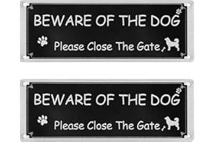 VIN BEAUTY Beware of The Dog Sign Outdoor Gate, 2 Pack Aluminum Keep Gate Closed Sign Weatherproof Beware of Dog Signs for Fence or Gates, Yard Garden Indoor Outdoor, 25 x 9cm, Black