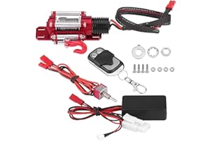 GOTOTOP Argano elettrico 1/10 RC, argano in metallo modello RC con telecomando compatibile con Traxxas, HSP, Redcat, Tamiya, Axial, SCX10, D90, HPI, 1/10 RC Crawler Car