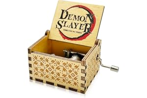 Meloditrunk Mini Caja de Música de Madera de Demon Slayer, Cajas de Música de Manivela para Fans del Anime, Antigua Artesanía de Decoración del hogar para niños Regalos para Cumpleaños y Navidad