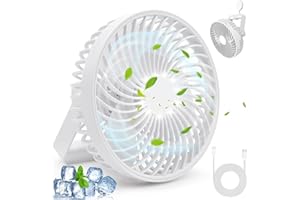 COZII Wentylator biurkowy USB, mocny, mini wentylator stołowy, cichy z silnym przepływem powietrza, 4 prędkości, ładowalny, osobisty wentylator ze światłami LED, pomiar czasu, przenośny, mały