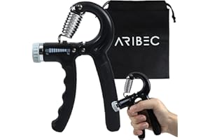 ARIBEC Fortalecedor de Agarre de Mano Profesional Ajustable 10–60 kg con bolsa, Hand Grip para antebrazo ejercitar, Antiestres Adulto, Rehabilitación mano, Gym, Gimnasio en casa