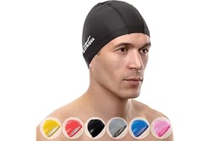 AqtivAqua Gorro Piscina, Gorro de Natación para Adultos y Niños — Suave y Elástico de Spandex con Revestimiento Protector — Ideal para Uso en Piscinas